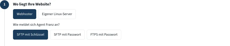Die Auswahl von Weg und Anmeldung